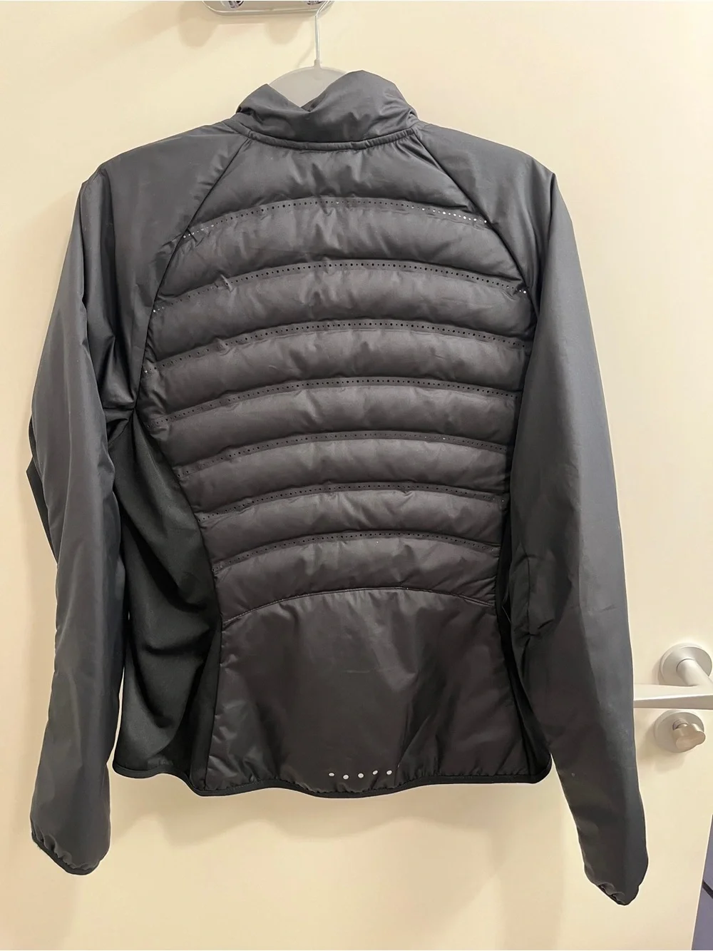Nike Women's Black Puffer Jacket with White Accents